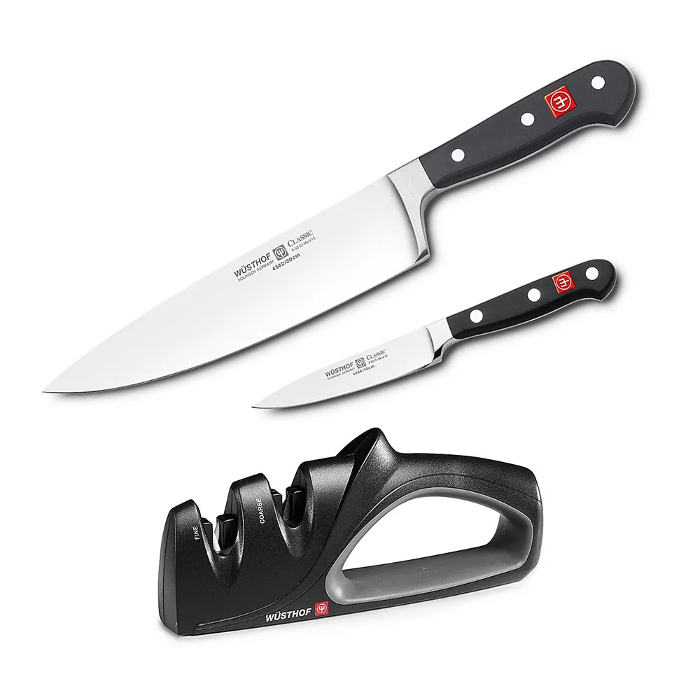 Lot 2 couteaux + Bloc aiguiseur Classic Wüsthof