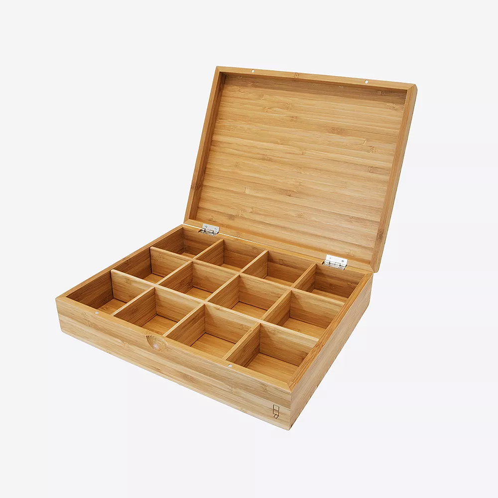 Boîte à Thé 12 Compartiments en Bambou Point Virgule