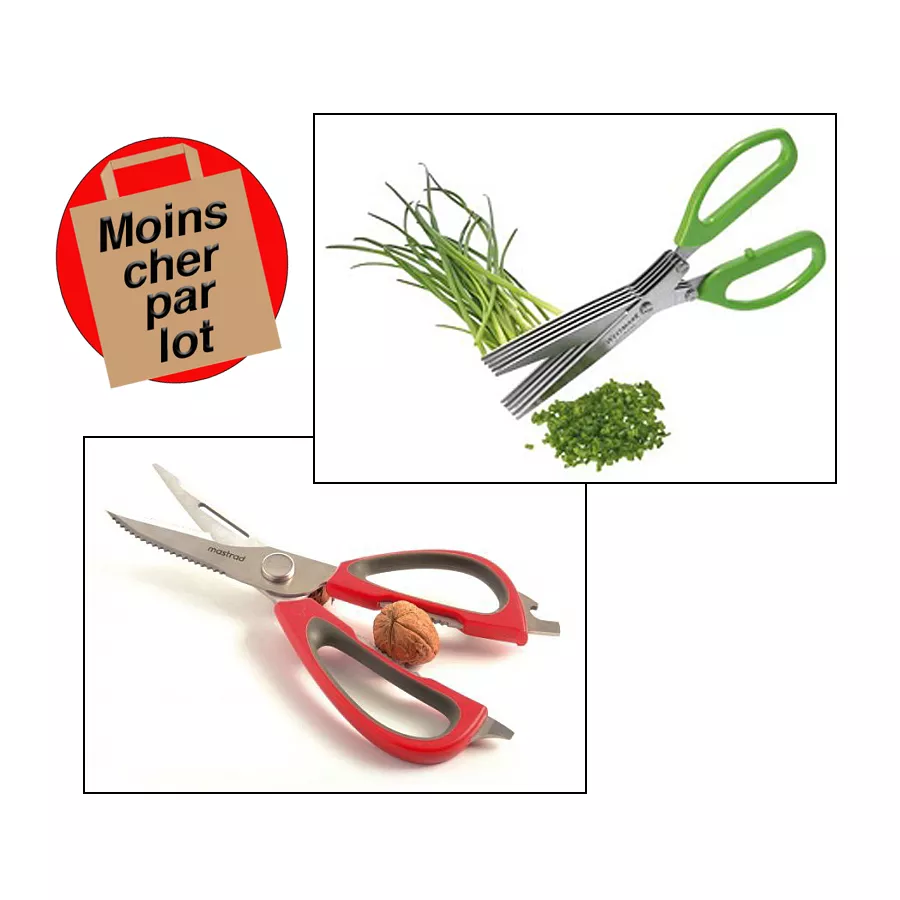 Lot Ciseaux de cuisine + Ciseaux à herbes