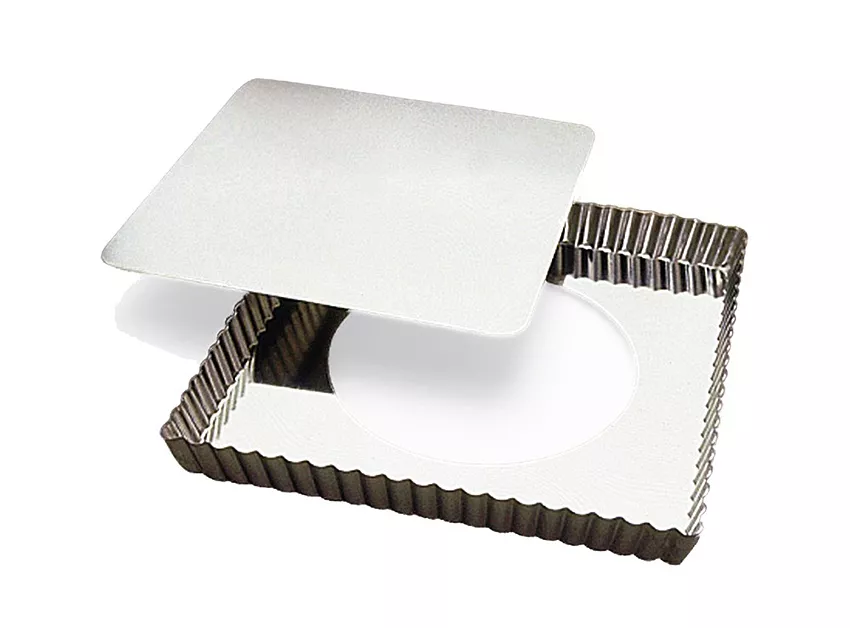 Moule à Tarte Fer Blanc Carré-Rectangulaire Fond Amovible Gobel