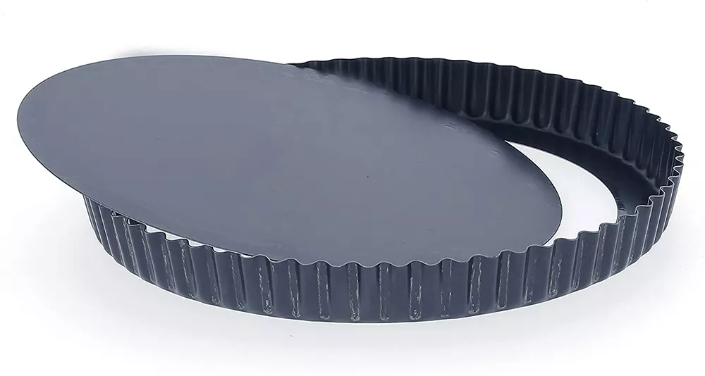 Tourtière Haute Cannelée Tôle Bleue Fond Démontable De Buyer