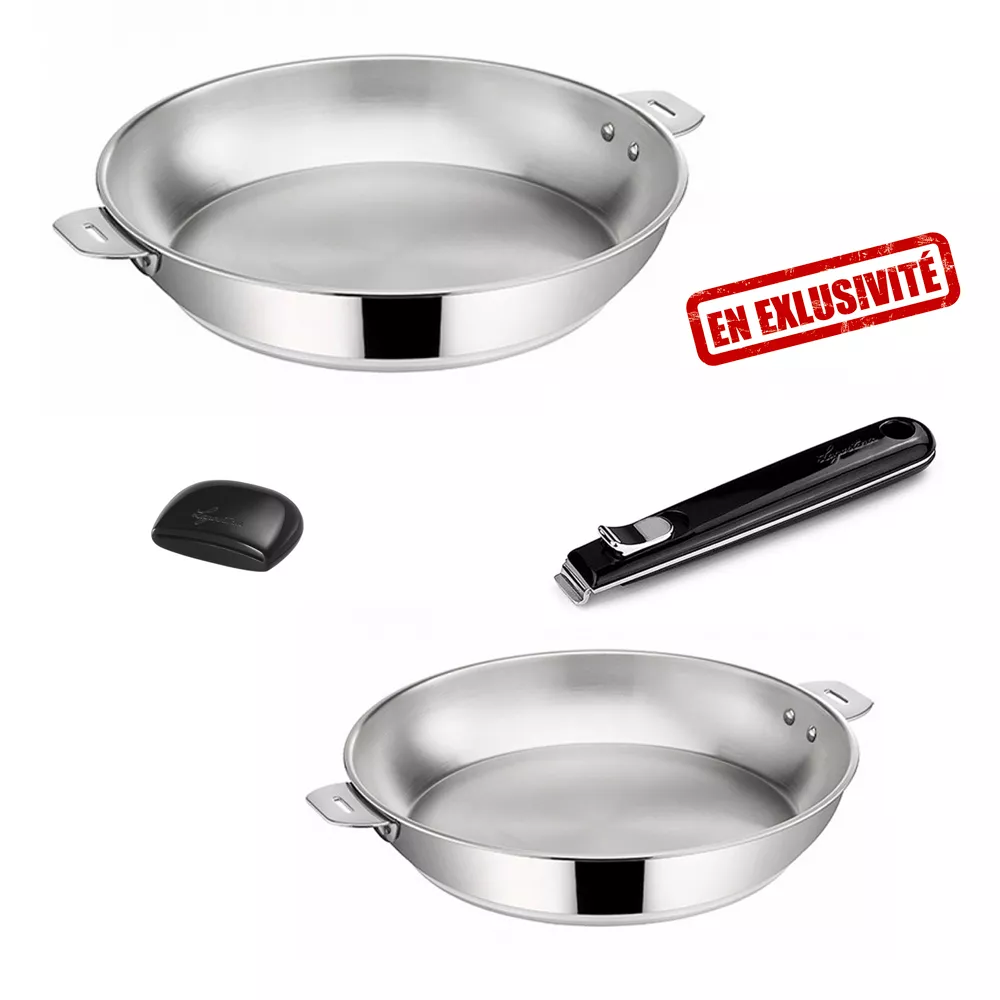 Lot 2 poêles inox 24 et 26 cm Salvaspazio Lagostina