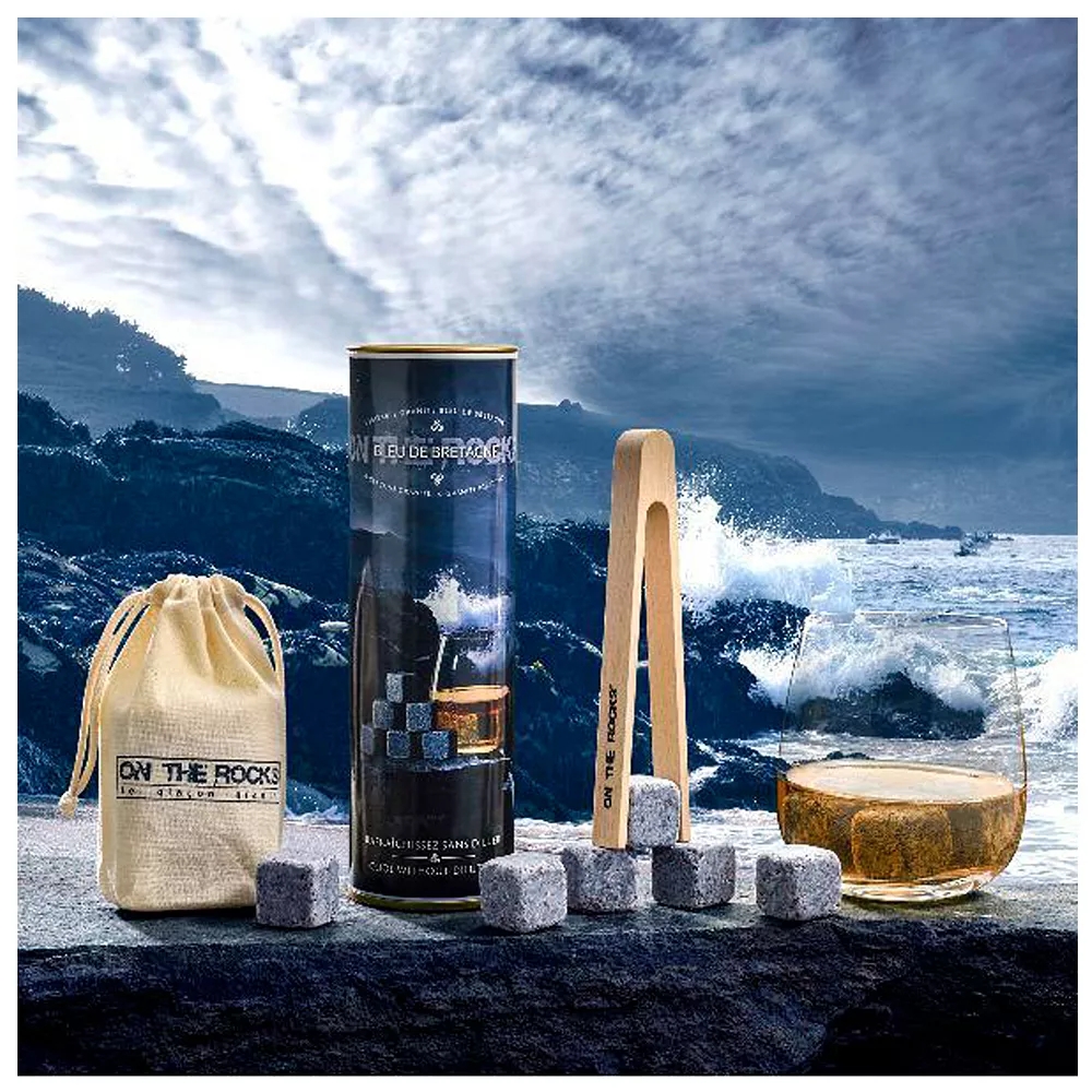 Set 6 Glaçons Granit bleu + Pince en bois On The Rocks