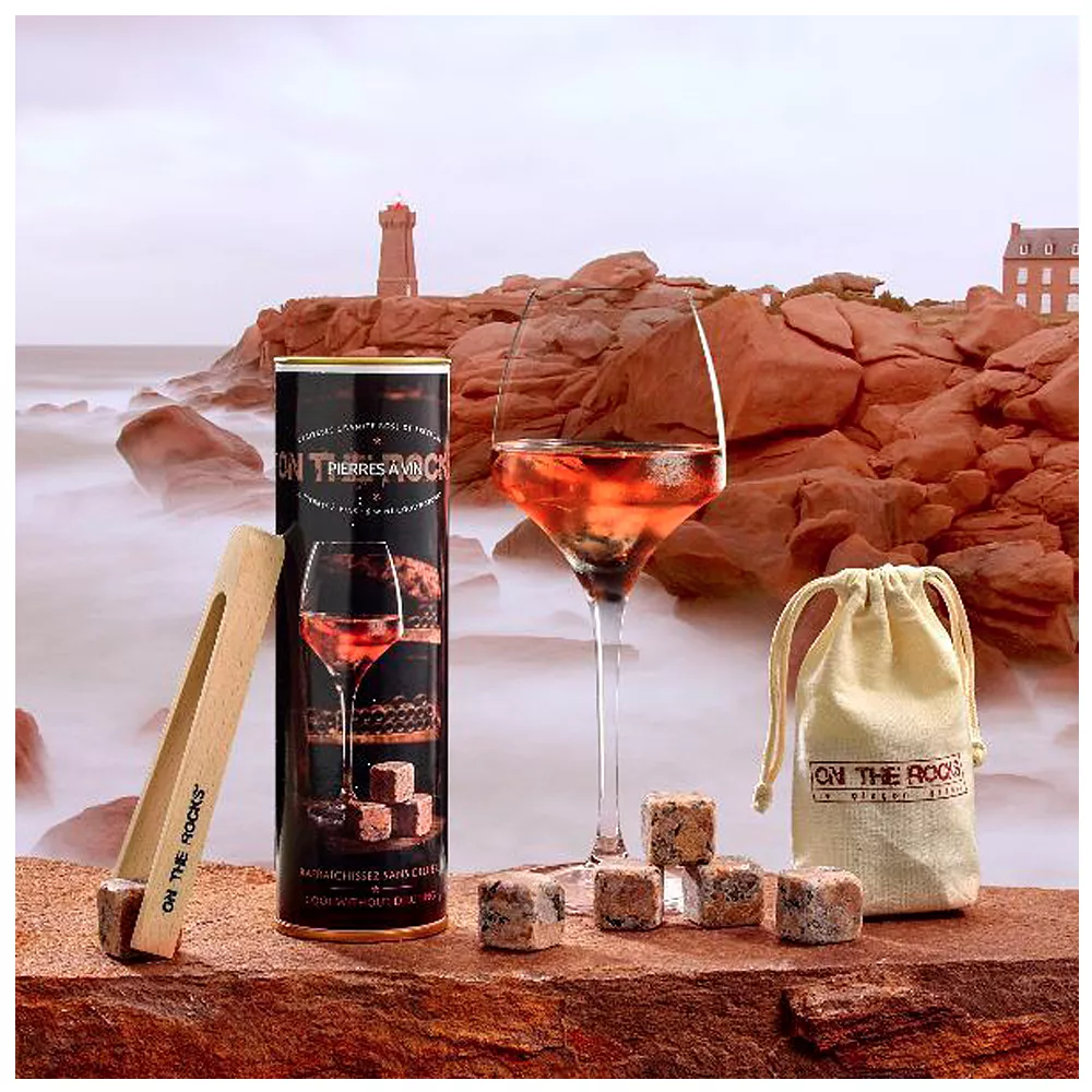 Set 6 Glaçons Granit Rose + Pince en bois On The Rocks