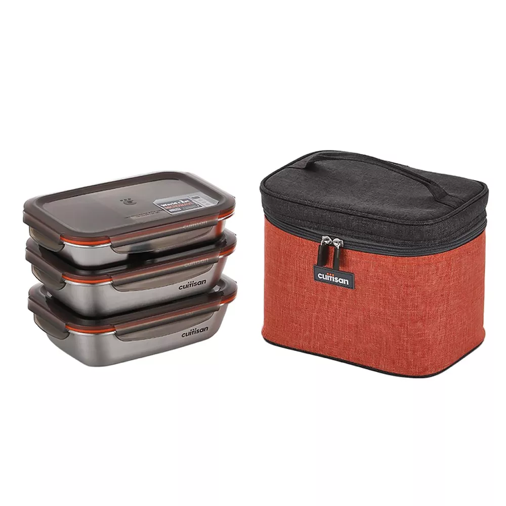 Set boites repas inox + sac de transport Cuitisan
