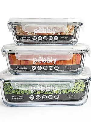 Set de 3 Boîtes en verre borosilicate Pebbly