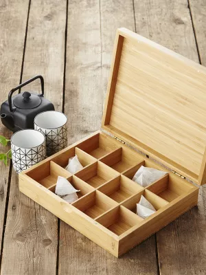 Boîte à Thé 12 Compartiments en Bambou Point Virgule