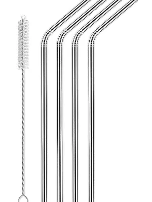 4 Pailles Coudées Inox + Goupillon Westmark
