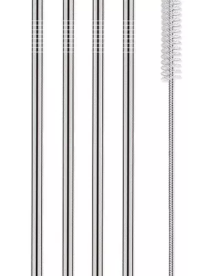 4 Pailles Droites Inox + Goupillon Westmark