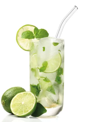 6 Pailles Coudées en Verre + Goupillon Westmark