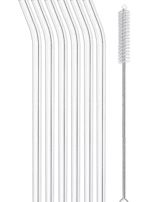 6 Pailles Coudées en Verre + Goupillon Westmark