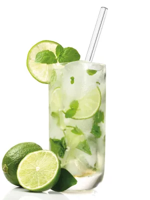 6 Pailles Droites en Verre + Goupillon Westmark