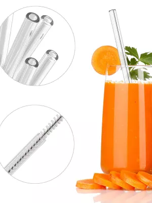 6 Pailles Droites en Verre + Goupillon Westmark