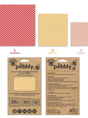 Set 3 Feuilles d'Emballage Alimentaire Cire d'Abeille Pebbly