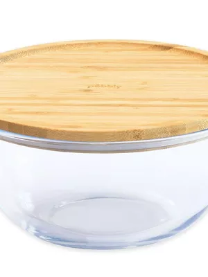 Boîte hermétique verre ronde avec Couvercle Bambou Pebbly