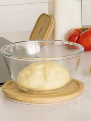 Boîte hermétique verre ronde avec Couvercle Bambou Pebbly