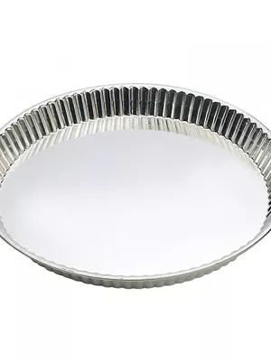 Moule à tarte cannelé bord plat fer blanc Gobel