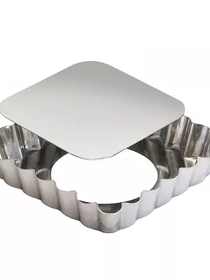 Moule tartelette carrée fer blanc fond amovible Gobel