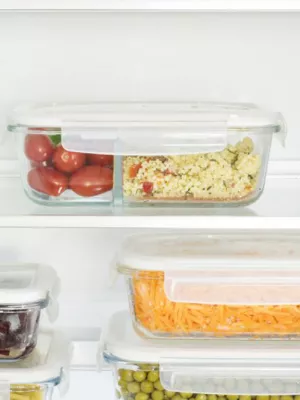 Boîte Hermétique 2 compartiments verre Pebbly