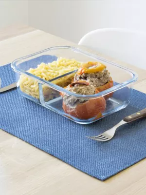 Boîte Hermétique 2 compartiments verre Pebbly