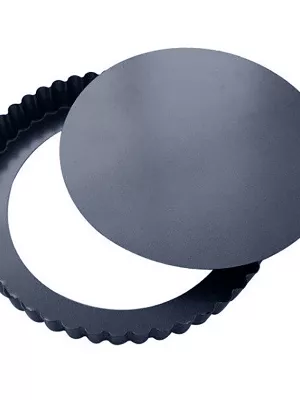 Tourtière Haute Cannelée Tôle Bleue Fond Démontable De Buyer