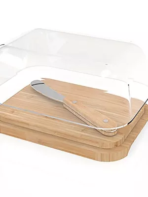 Beurrier en Verre & Bambou avec Tartineur Pebbly