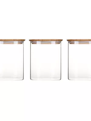 Pots à épices verre & couvercle Bambou Pebbly