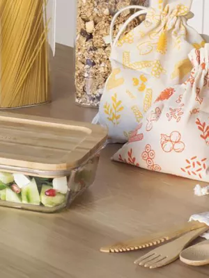 Lunch Box Nomade Bambou & Verre Pebbly