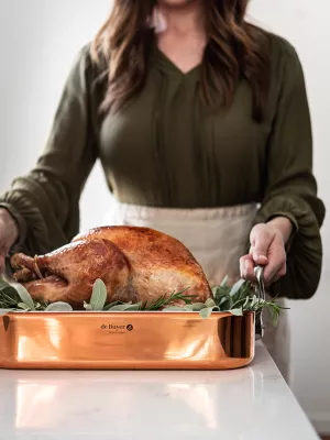 Plat à Rôtir en Cuivre/Inox 2 anses De Buyer