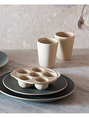 Plat à Escargots en grès émaillé Digoin