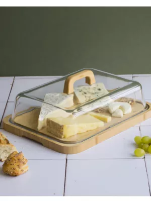 Plateau à Fromage en Verre & Bambou Pebbly