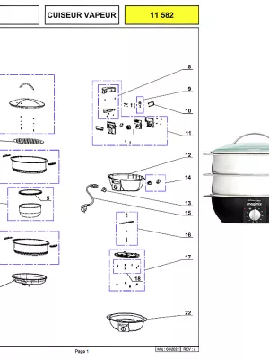 Pièces détachées Cuit vapeur MAGIMIX et cuit vapeur ADT