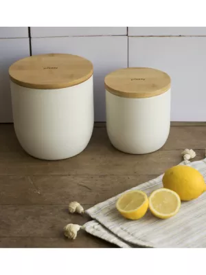 Boîte de conservation Opaque Métal et Bambou Pebbly
