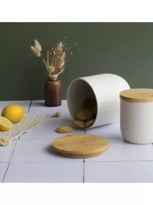 Boîte de conservation Opaque Métal et Bambou Pebbly