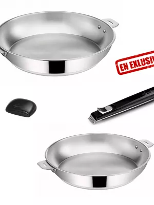 Lot 2 poêles inox 24 et 26 cm Salvaspazio Lagostina