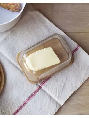 Beurrier en Verre & Bambou avec Tartineur Pebbly