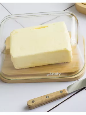 Beurrier en Verre & Bambou avec Tartineur Pebbly