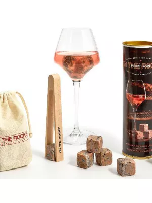 Set 6 Glaçons Granit Rose + Pince en bois On The Rocks