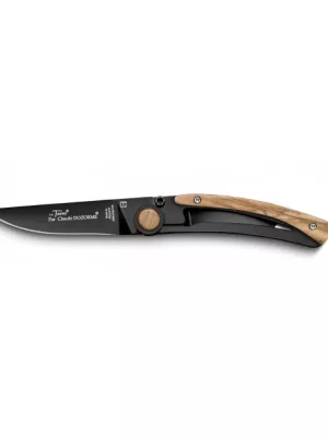 Couteau de poche Manche Olivier lame noire Liner Lock Le Thiers Claude Dozorme