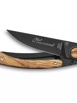 Couteau de poche Manche Olivier lame noire Liner Lock Le Thiers Claude Dozorme
