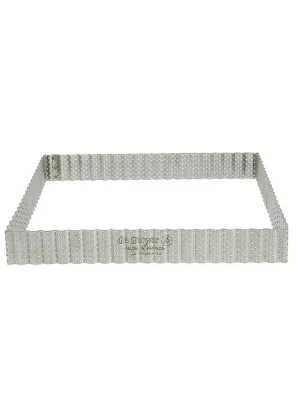 Cercle à tarte carré cannelé inox perforé De Buyer