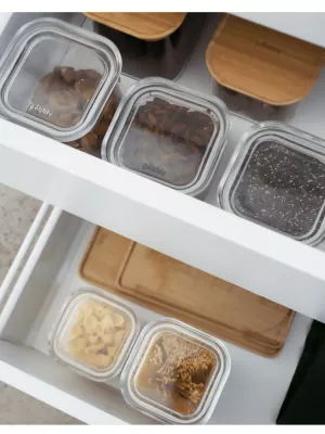 Boîte en Verre Carrée Empilable Pebbly