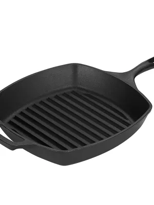 Poêle Grill Carrée en Fonte Naturelle Lodge