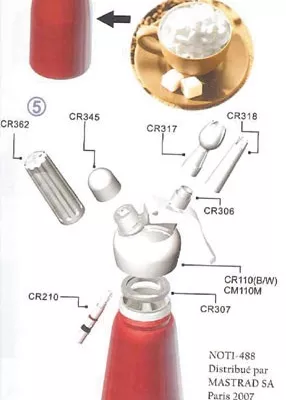 Pièces détachées siphon MASTRAD pour préparation chaudes ou froides (gris)