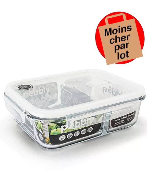 Produit Boîte Hermétique 2 compartiments verre Pebbly Image