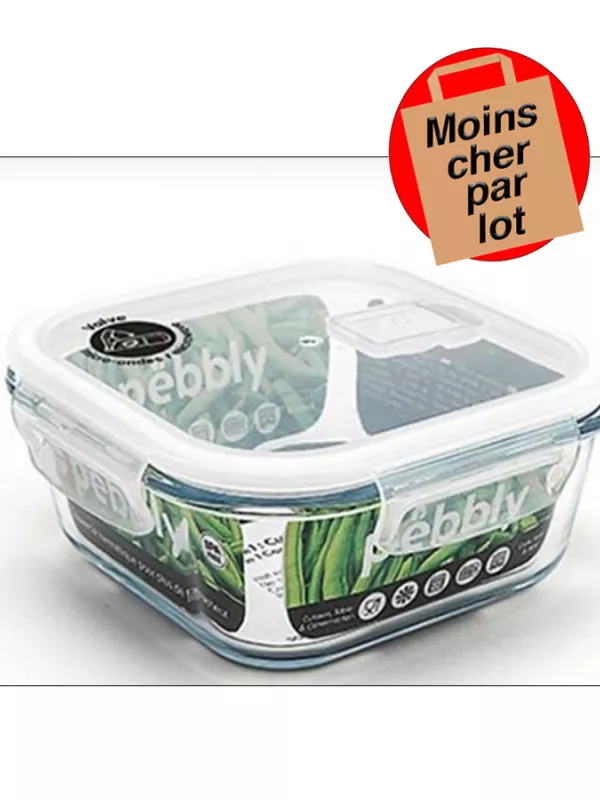 Produit Boîte Hermétique Carrée en Verre Pebbly Image