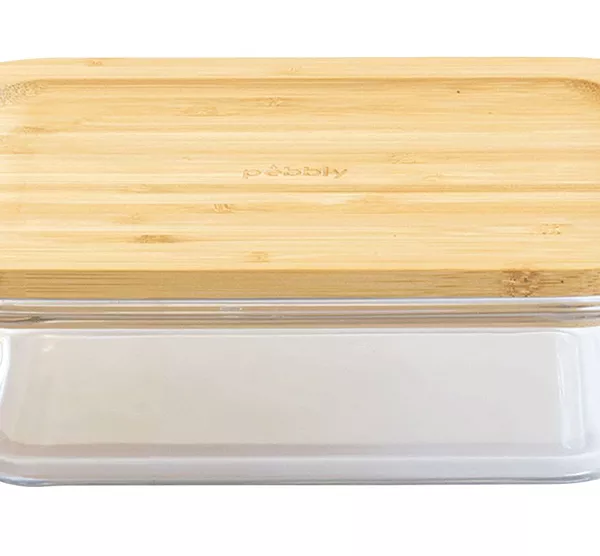 Produit Boîte hermétique Verre Rectangulaire avec Couvercle Bambou Pebbly Image