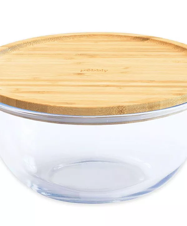 Produit Boîte hermétique verre ronde avec Couvercle Bambou Pebbly Image