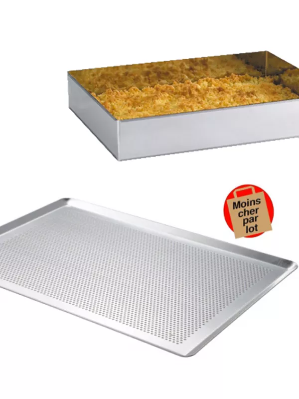 Produit Lot plaque à pâtisserie perforée 40 cm et cadre à gâteau extensible Image