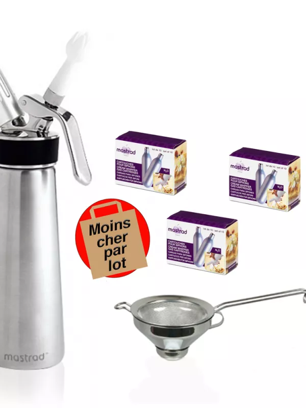 Produit Lot Siphon inox Mastrad + entonnoir tamis  + 3 boites de Cartouches Image